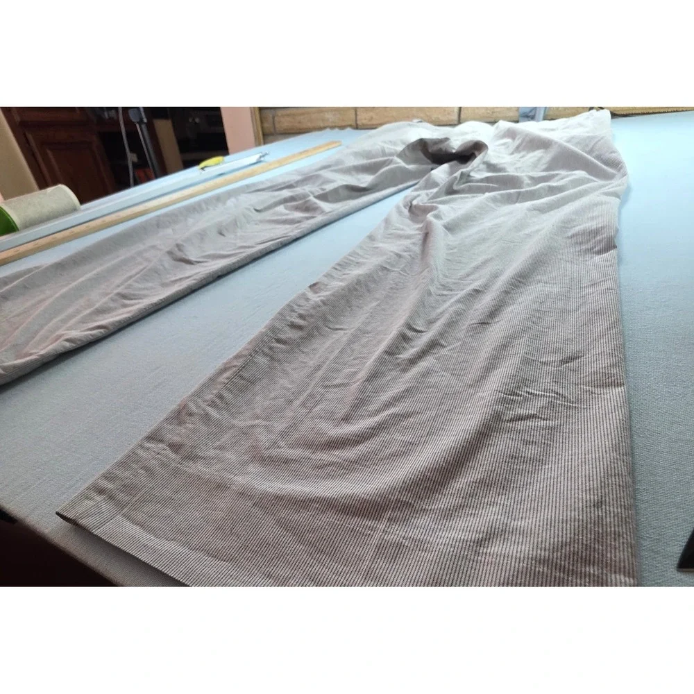 Banana Republic Mens 34x32 Mini Stripe Dress Pants Tan White Flat Front Trousers